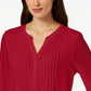 Charter Club Women's Double Ruffle Solid Pintuck Top Wine Size Small