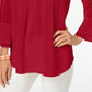 Charter Club Women's Double Ruffle Solid Pintuck Top Wine Size Small