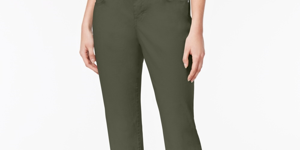 Style & Co Women's Curvy Fit Capri Jeans Green Size 8 Petite