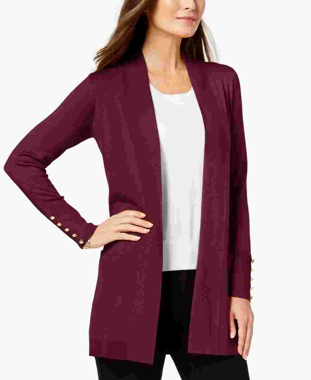 JM Collection Women's Open Front Cardigan Red Size XX-Large
