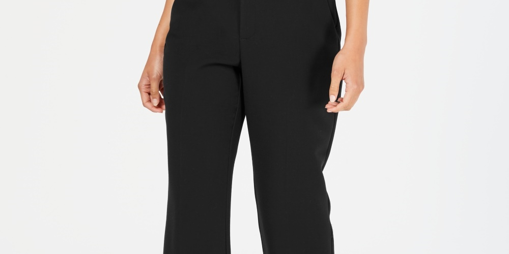 Charter Club Women's Belted Slim It Up Trousers  Black Size 14 Petite