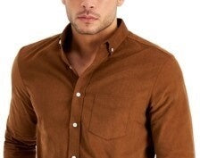 Club Room Men's Corduroy Button Up Shirt Brown Size Small