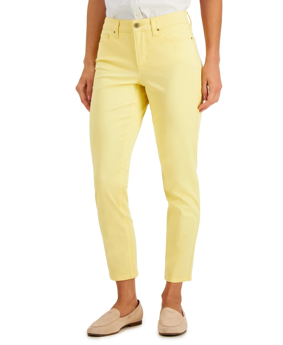 Charter Club Women's Tummy Control Bristol Capri Jeans Yellow Size 18