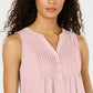 Charter Club Women's Sleeveless Pintuck Blouse Pink Size Small