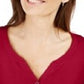 Karen Scott Women's Cotton Henley Shirt Red Size Petite Medium