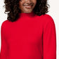 Karen Scott Women's Long-Sleeve Mock-Neck Cotton Top Red Size Petite Small