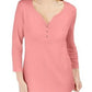 Karen Scott Women's Cotton Henley Top Dark Pink Size Large