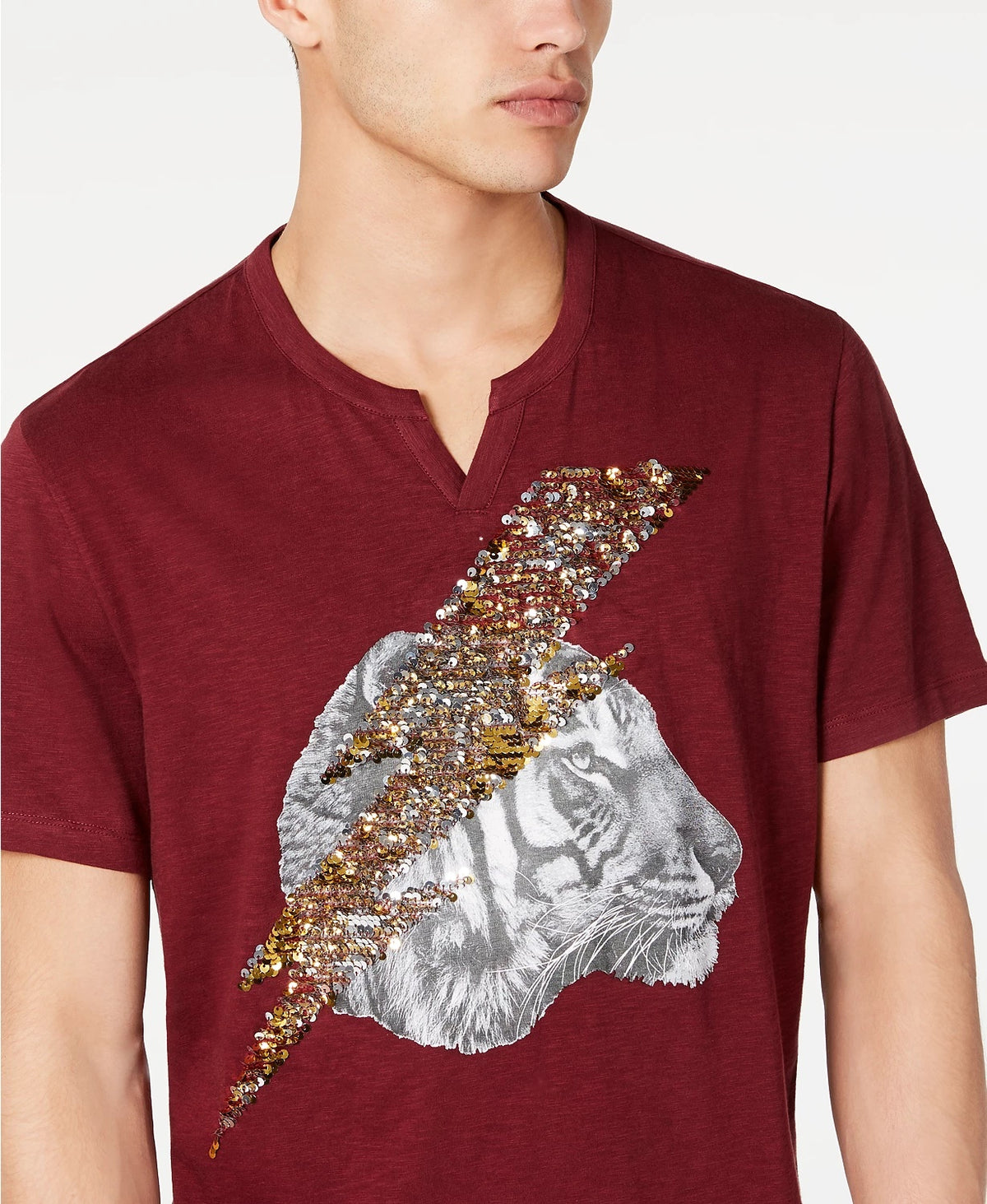 INC International Concepts Men's Lightning Tiger Graphic T-Shirt Red Size X-Small
