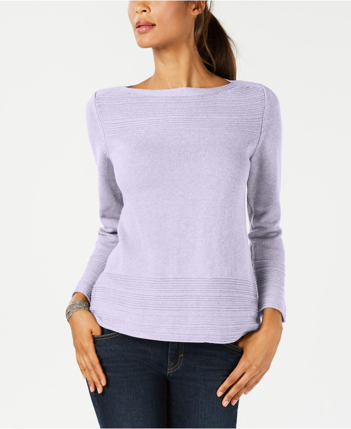 Karen Scott Women's Cotton Boat-Neck Sweater Purple Size Extra Large