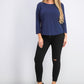 Maison Jules Women's 3/4-Sleeve Solid T-Shirt Navy Size Medium