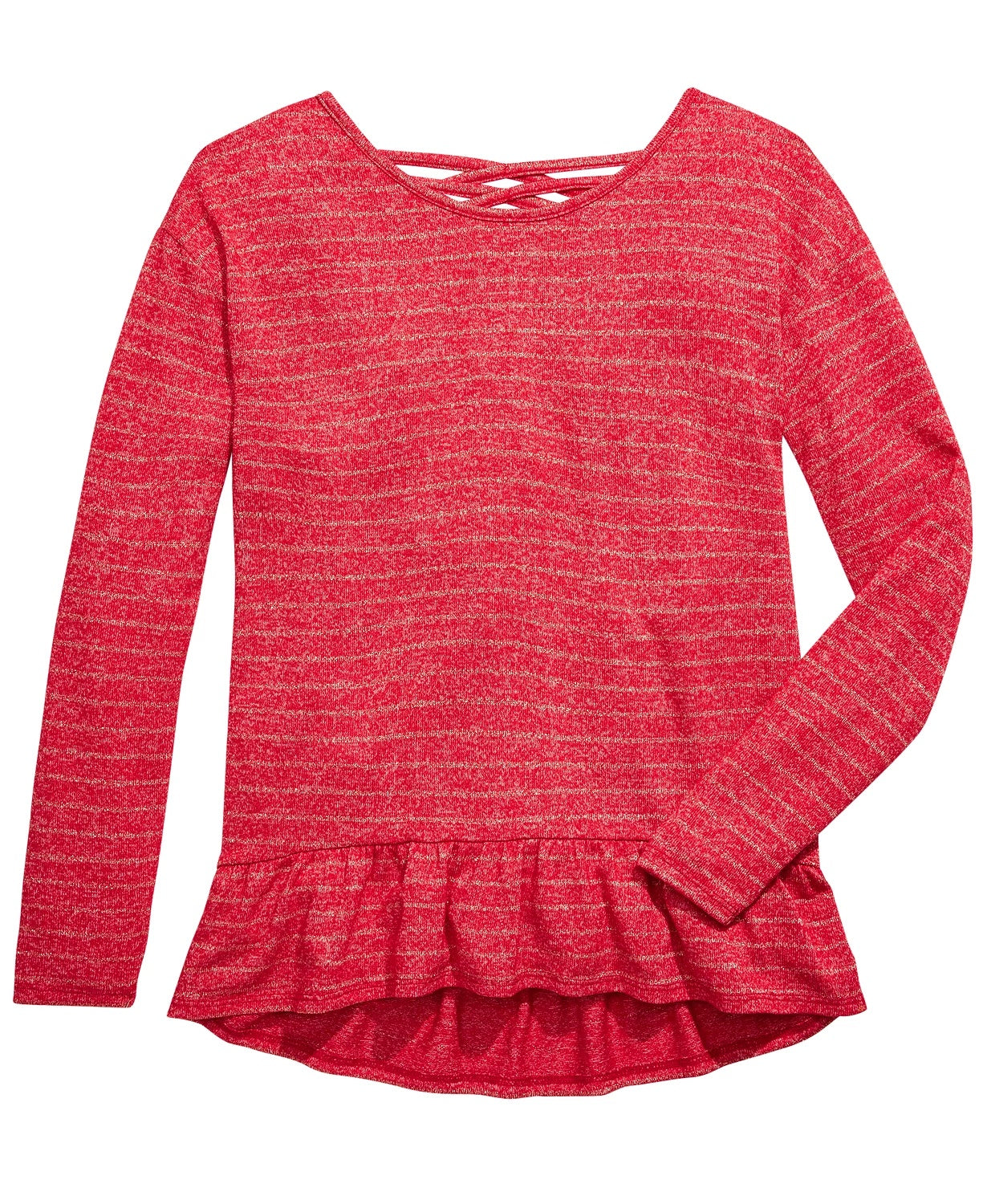 Epic Threads Big Girls Striped Marled Cross-Back Top Red Size Medium