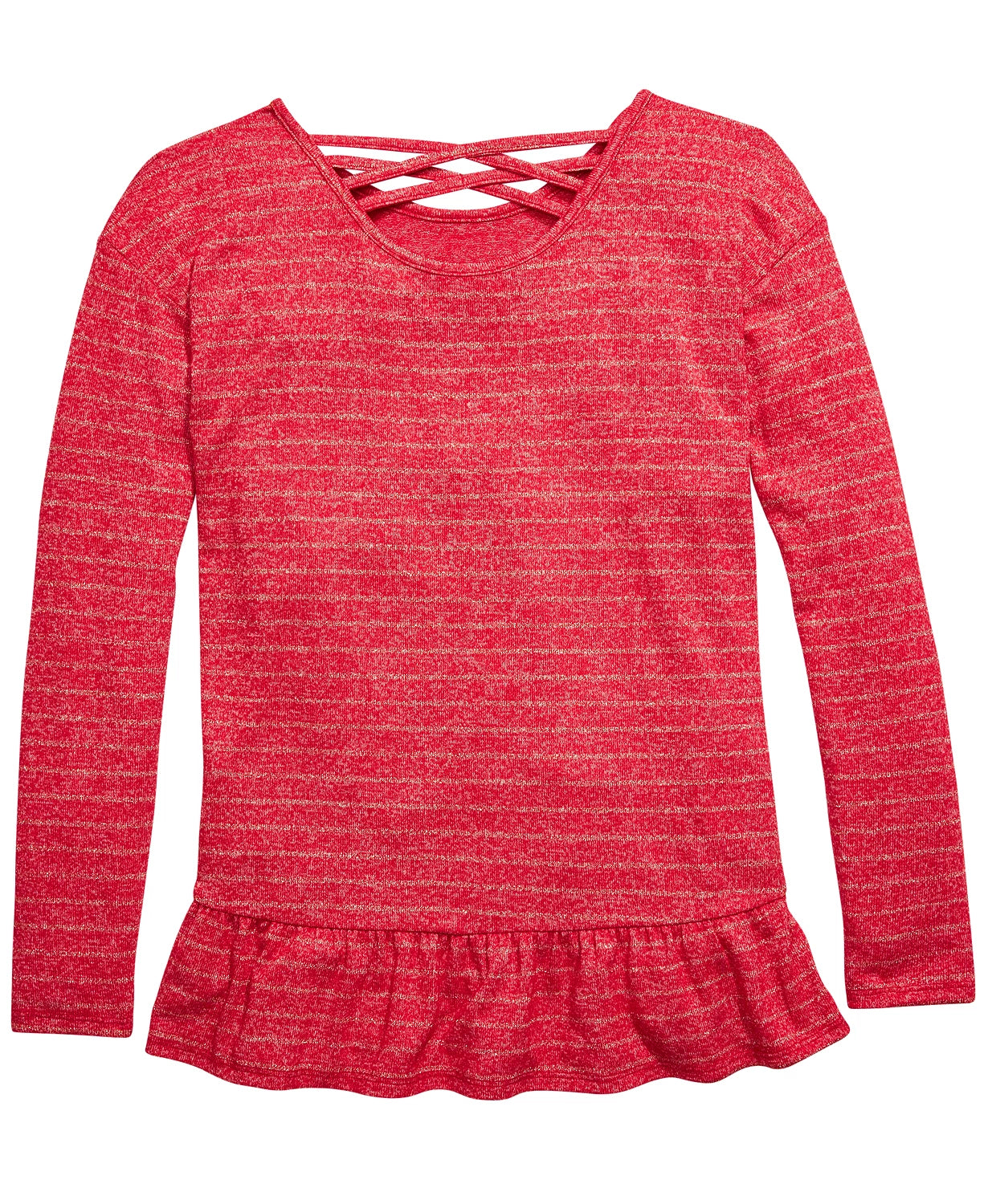 Epic Threads Big Girls Striped Marled Cross-Back Top Red Size Medium