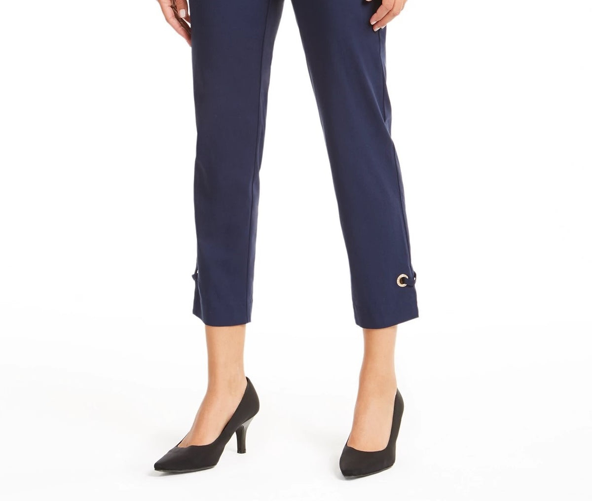 JM Women's Collection Grommet-Hem Ankle Pants Blue Size Small
