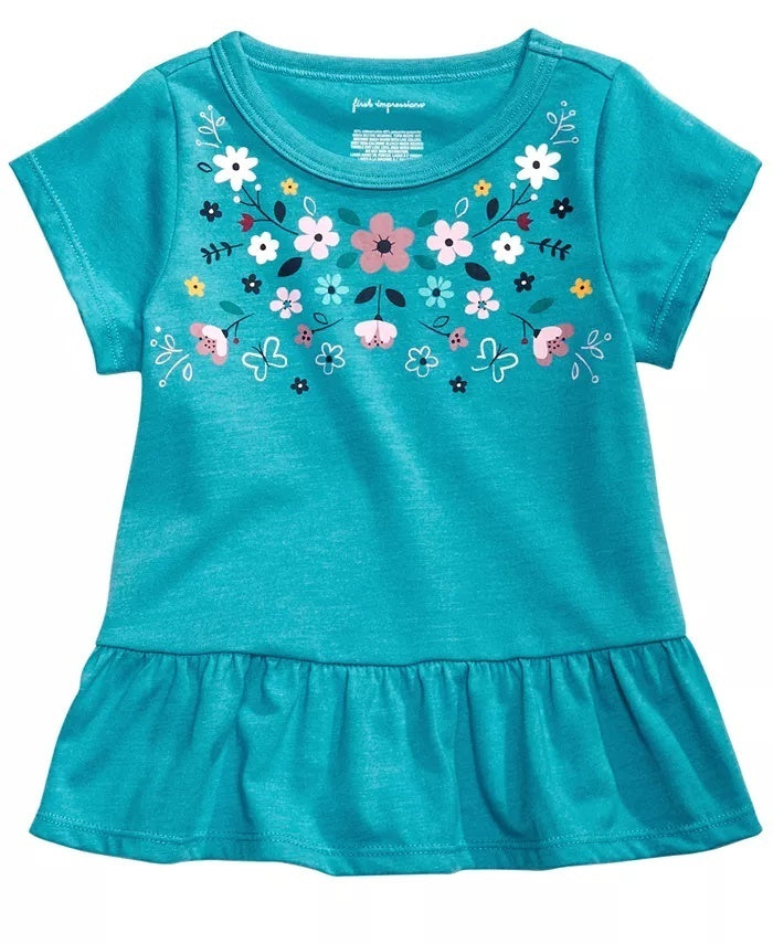 First Impressions Baby Girl's Cotton Floral-Print Tunic Blue Size 24 Months