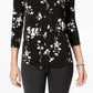 Charter Club Women's Printed V-Neck Top Black Size Medium