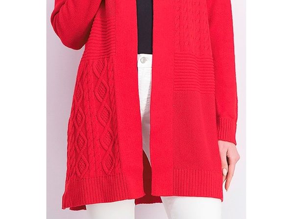 Charter Club Women's Patchwork Cardigan Red Size Large