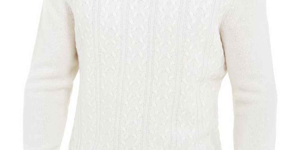Tasso Elba Men's Cashmere Textured Turtleneck Sweater Beige Size Small