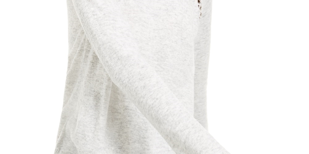 INC International Concepts Women's Peekaboo Grommet Sweater Gray Size Small