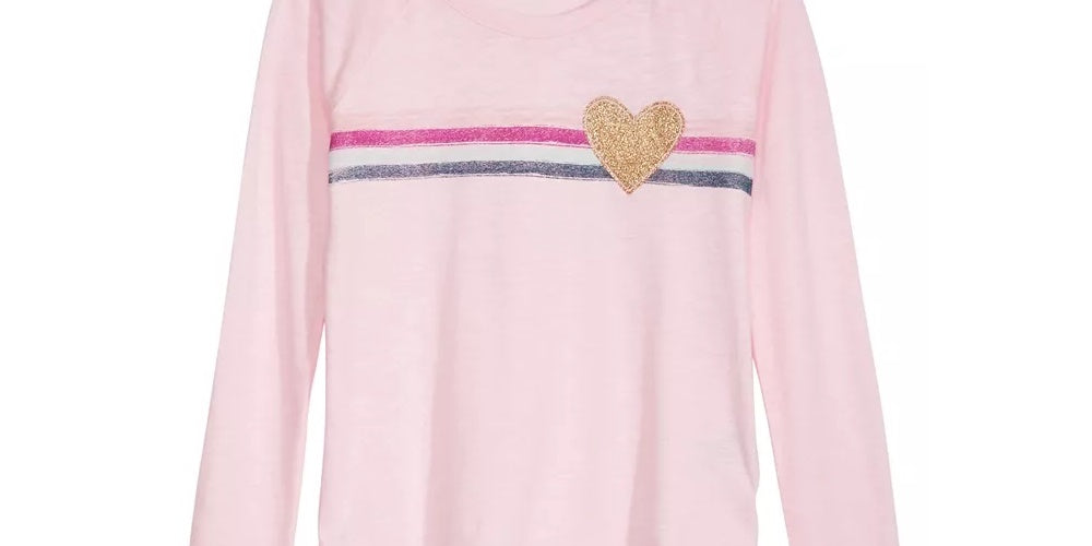 Epic Threads Big Girls Striped Heart T-Shirt Pink Size Large
