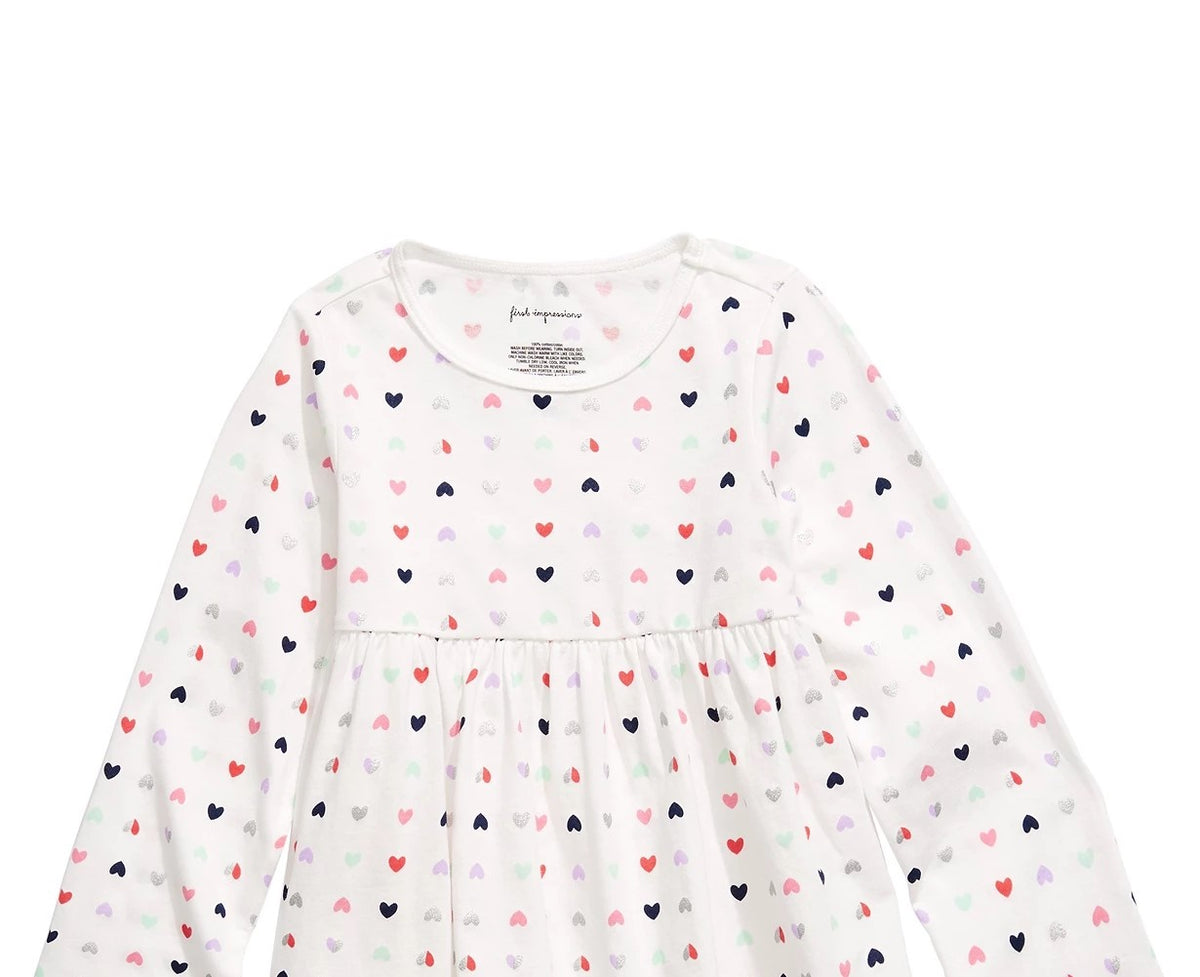 First Impressions Toddler Girls Heart-Print Cotton Tunic White Size 4T REG