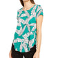 Alfani Women's Printed T-Shirt Green Size Large