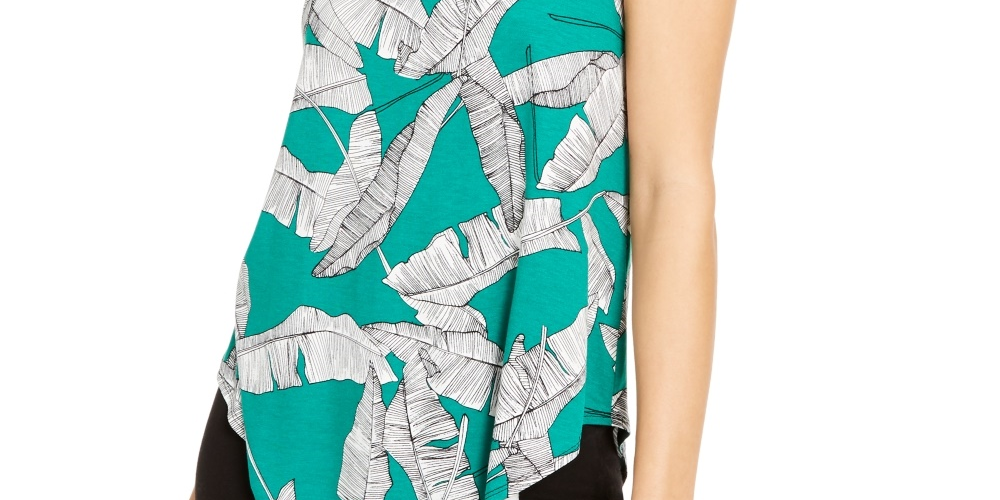 Alfani Women's Printed T-Shirt Green Size Large