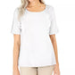 Karen Scott Women's Cotton Crochet Front Top White Size X-Small