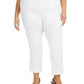 JM Collection Women's Tummy Control Hardware Trim Slim Ankle Pants White Size Petite Small