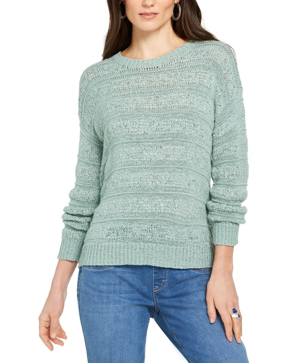 Style & Co Women's Sweater Pullover Tape Yarn Green Size Petite X-Large