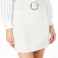 INC International Concepts Women's Petite Tweed Mini Skirt White Size 8 P