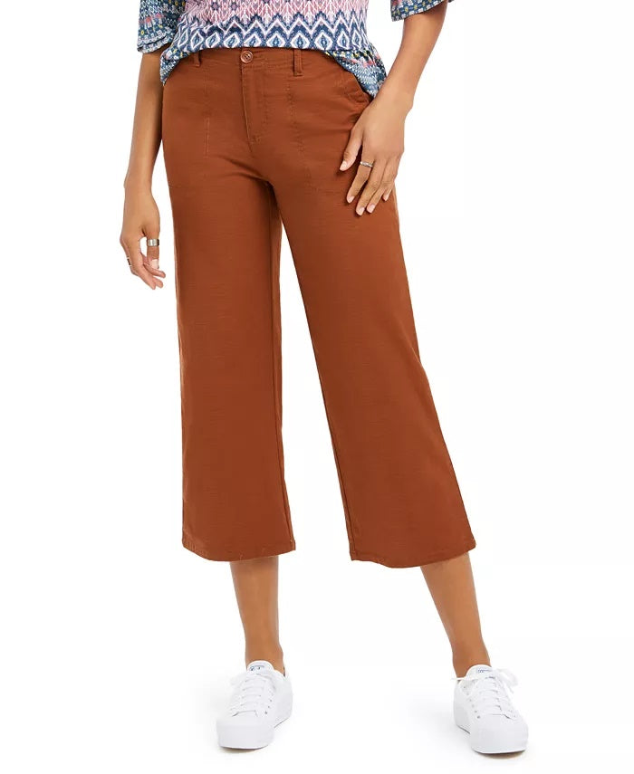 Style & Co Women's Wide Leg Cropped Pants Brown Size 12
