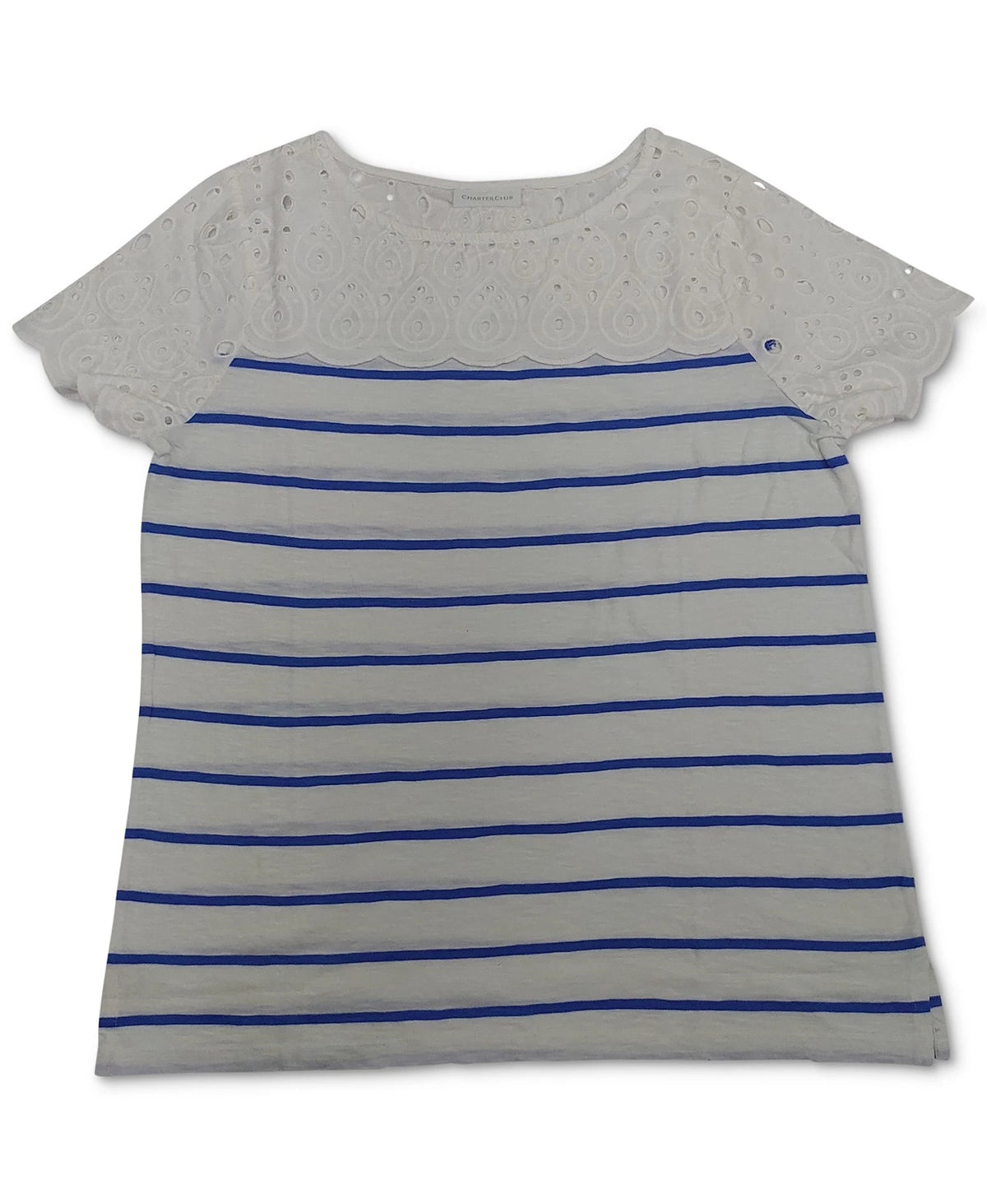 Charter Club Women's Striped T-Shirt Blue Size Large