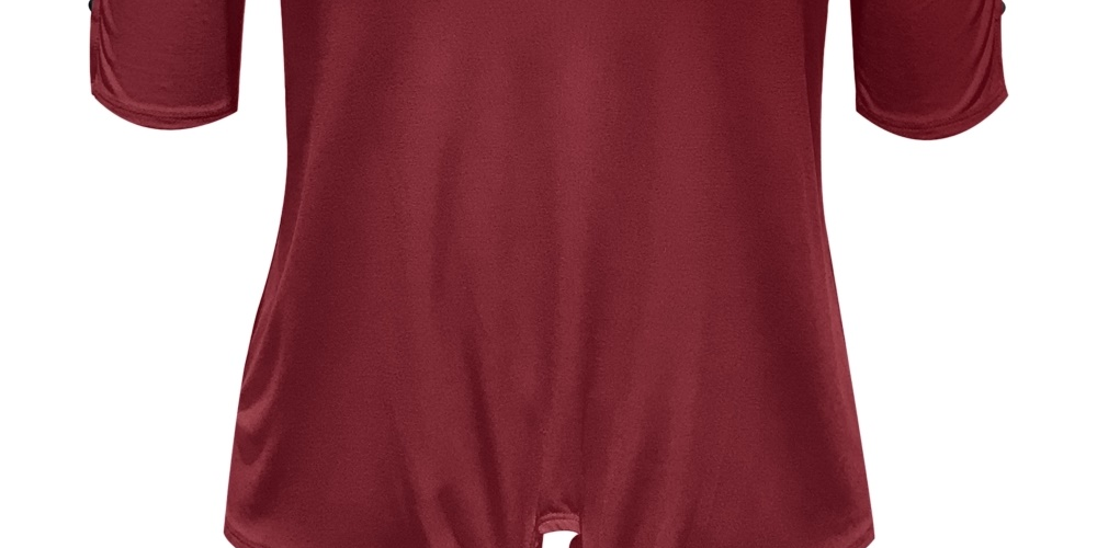 JM Collection Women's Tie-Front Top Red Size Large