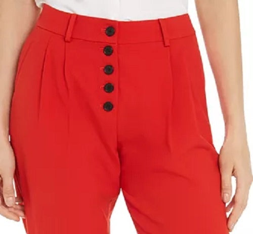 Bar III Women's Button Front Pleated Pants Red Size 10
