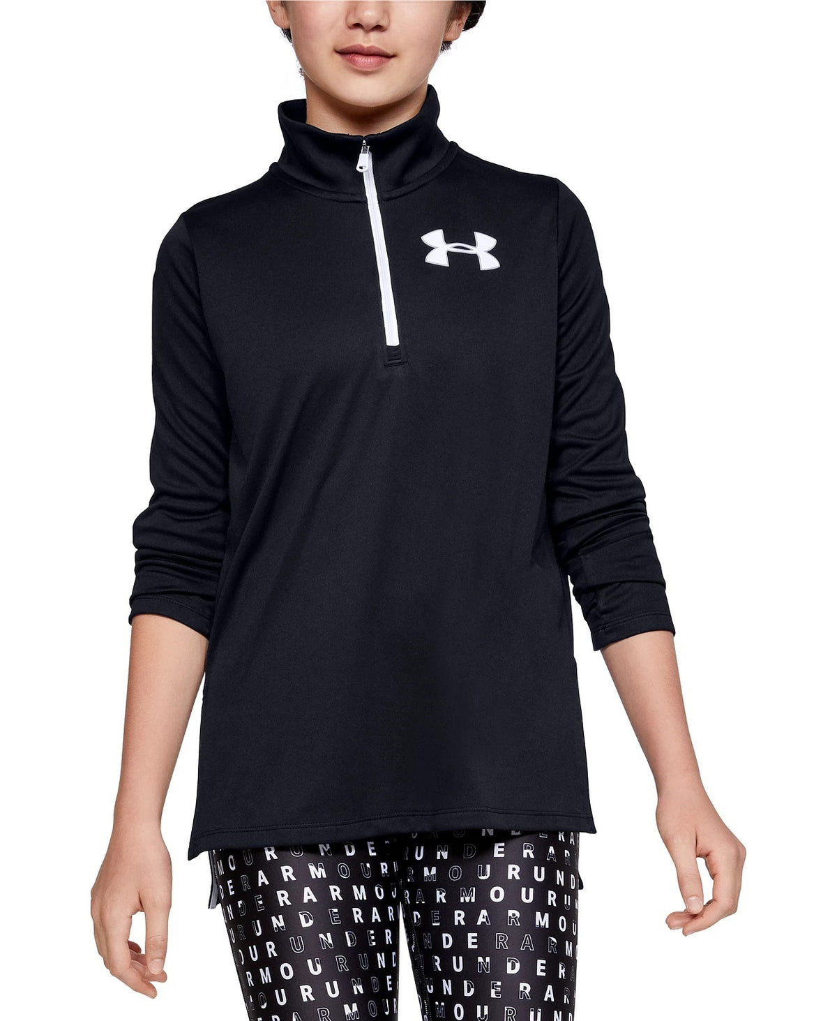 Under Armour Girl's Tech ½ Zip Long Sleeve Shirt Black Size X-Large