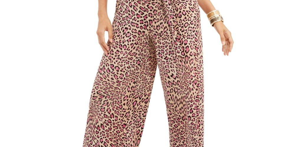 Thalia Sodi Women's Floral Print Chain Neck Jumpsuit  Beige Size Large