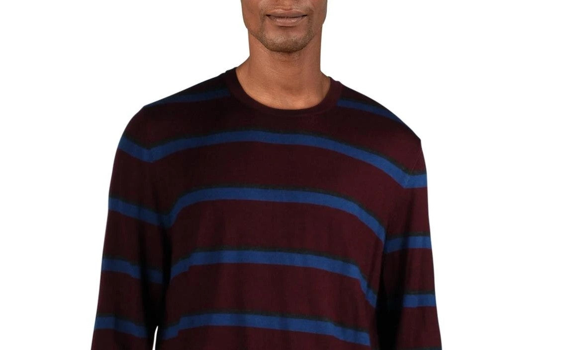 Calvin Klein Men's Bi-Color Striped Sweater Red Size Small