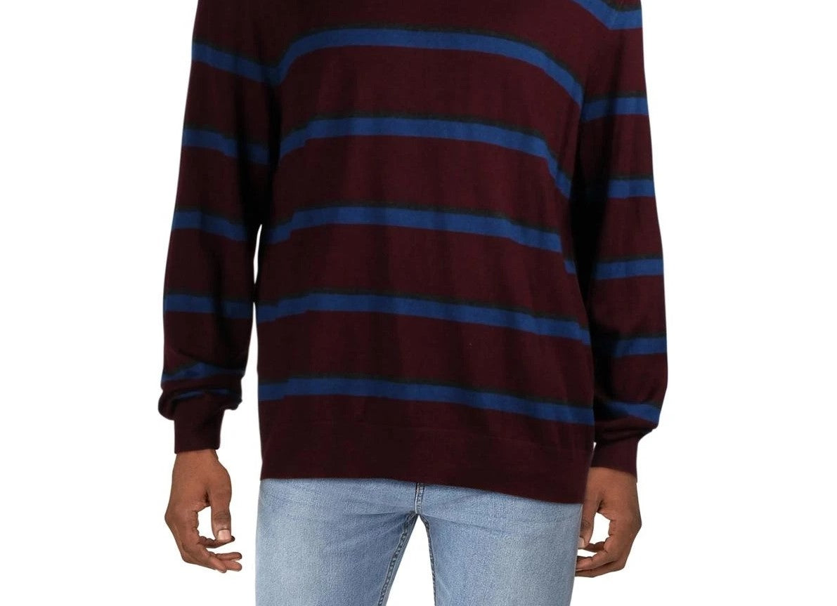 Calvin Klein Men's Bi-Color Striped Sweater Red Size Small