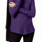 Alfani Women's Ribbed Snap-Detail Sweater  Dark Purple Size Small