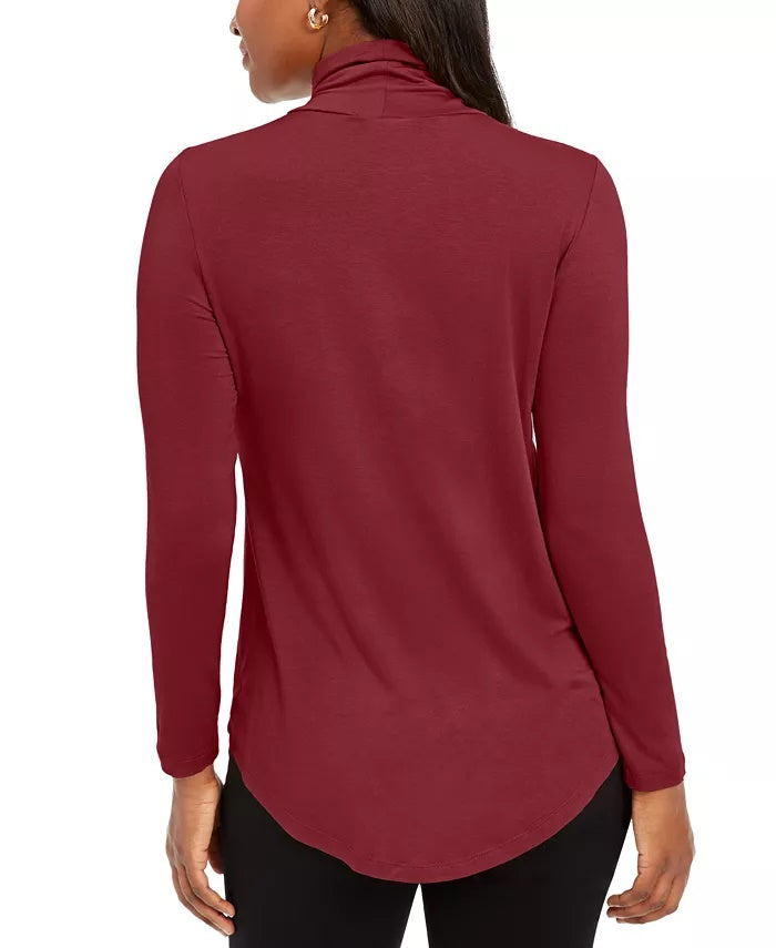 JM Collection Women's Solid Turtleneck Red Size Small