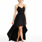 B Darlin Junior's Spaghetti Strap V Neck Full Length Hi Lo Dress Black Size 11/12