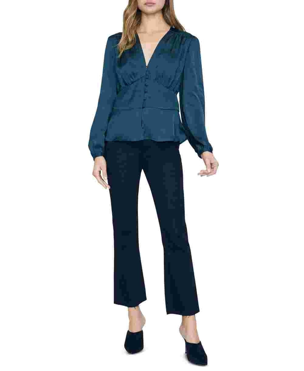 Sanctuary Women's Favorite Romance Satin Blouse Green Size X-Large