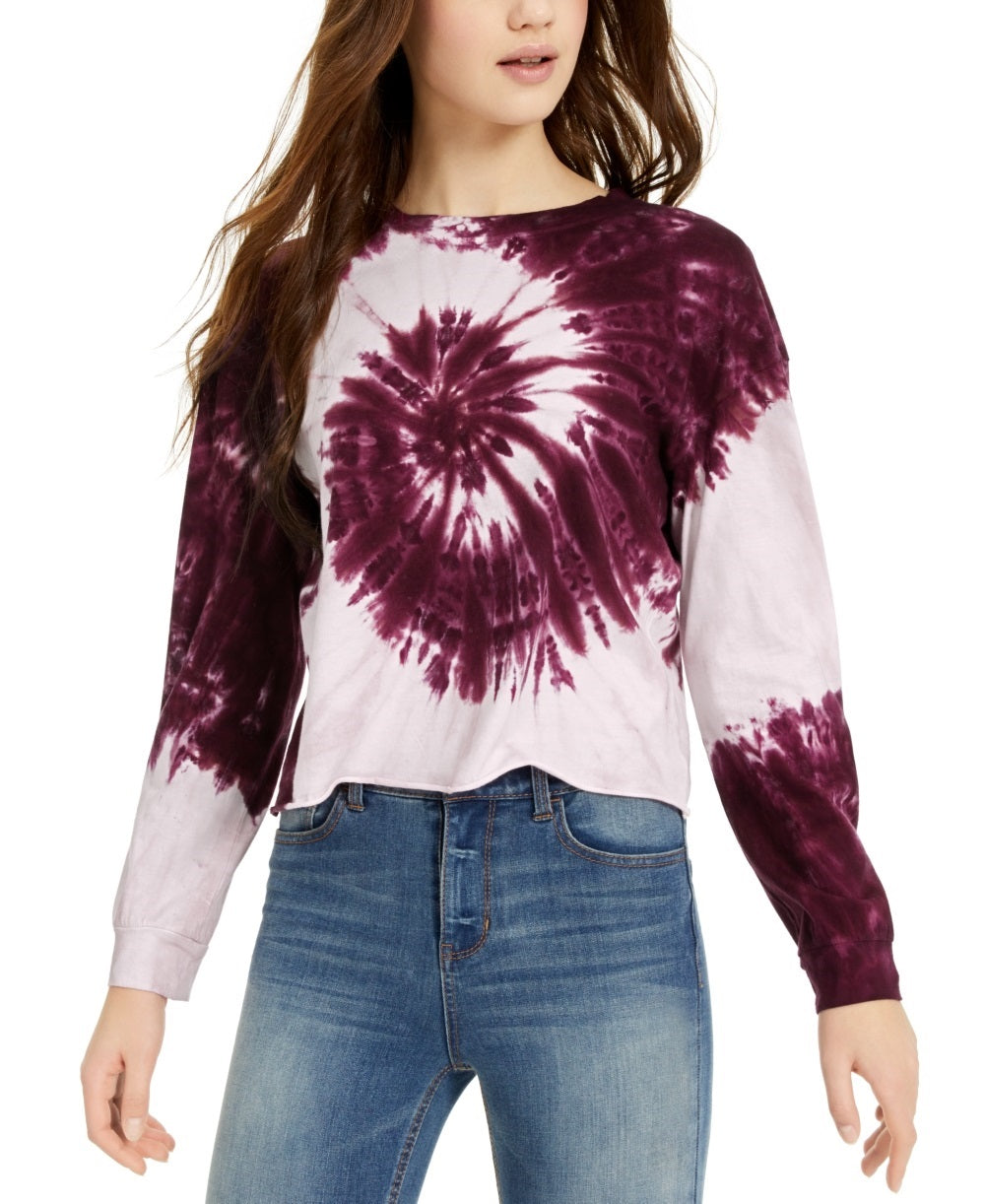 Rebellious One Junior's Tie Dye Long Sleeved T-Shirt Purple Size X-Small