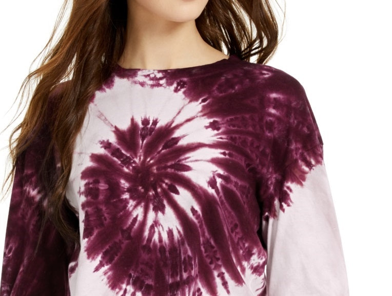 Rebellious One Junior's Tie Dye Long Sleeved T-Shirt Purple Size X-Small
