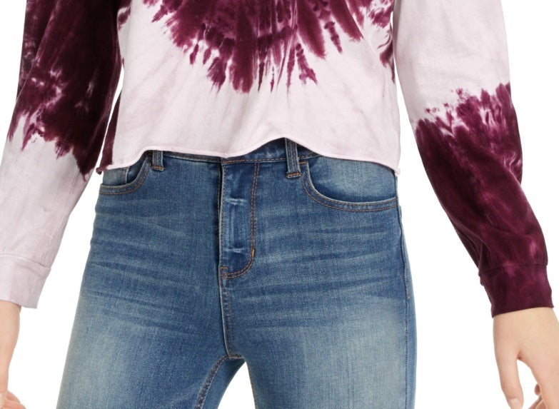 Rebellious One Junior's Tie Dye Long Sleeved T-Shirt Purple Size X-Small