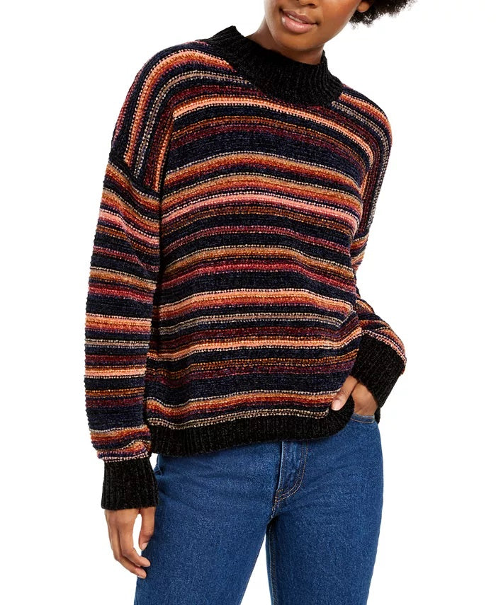 Hippie Rose Juniors' Chenille Mock-Neck Sweater Beige Size Extra Large
