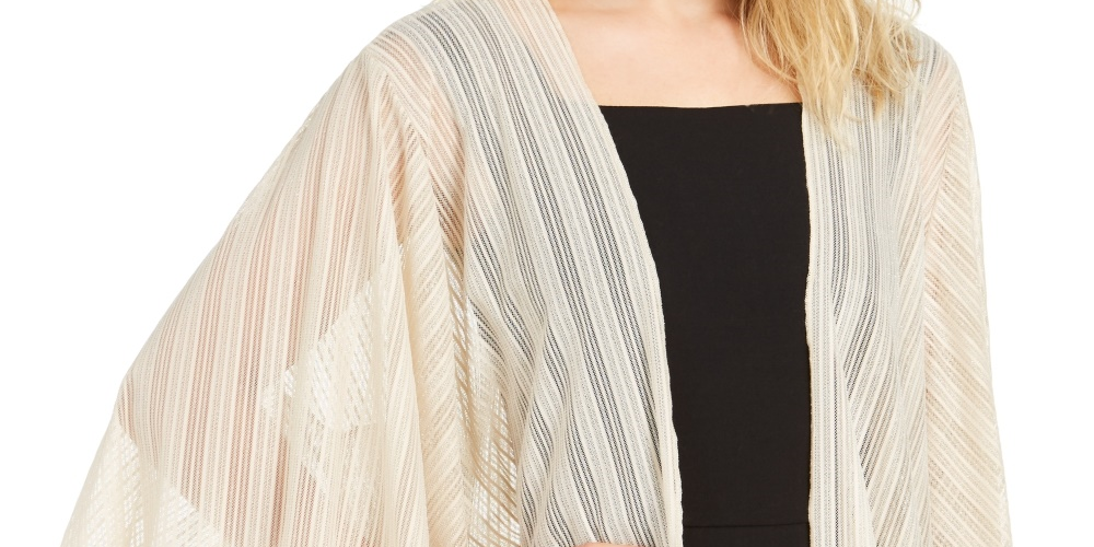 INC International Concepts Women's Cropped Metallic Shrug Beige Size Regular