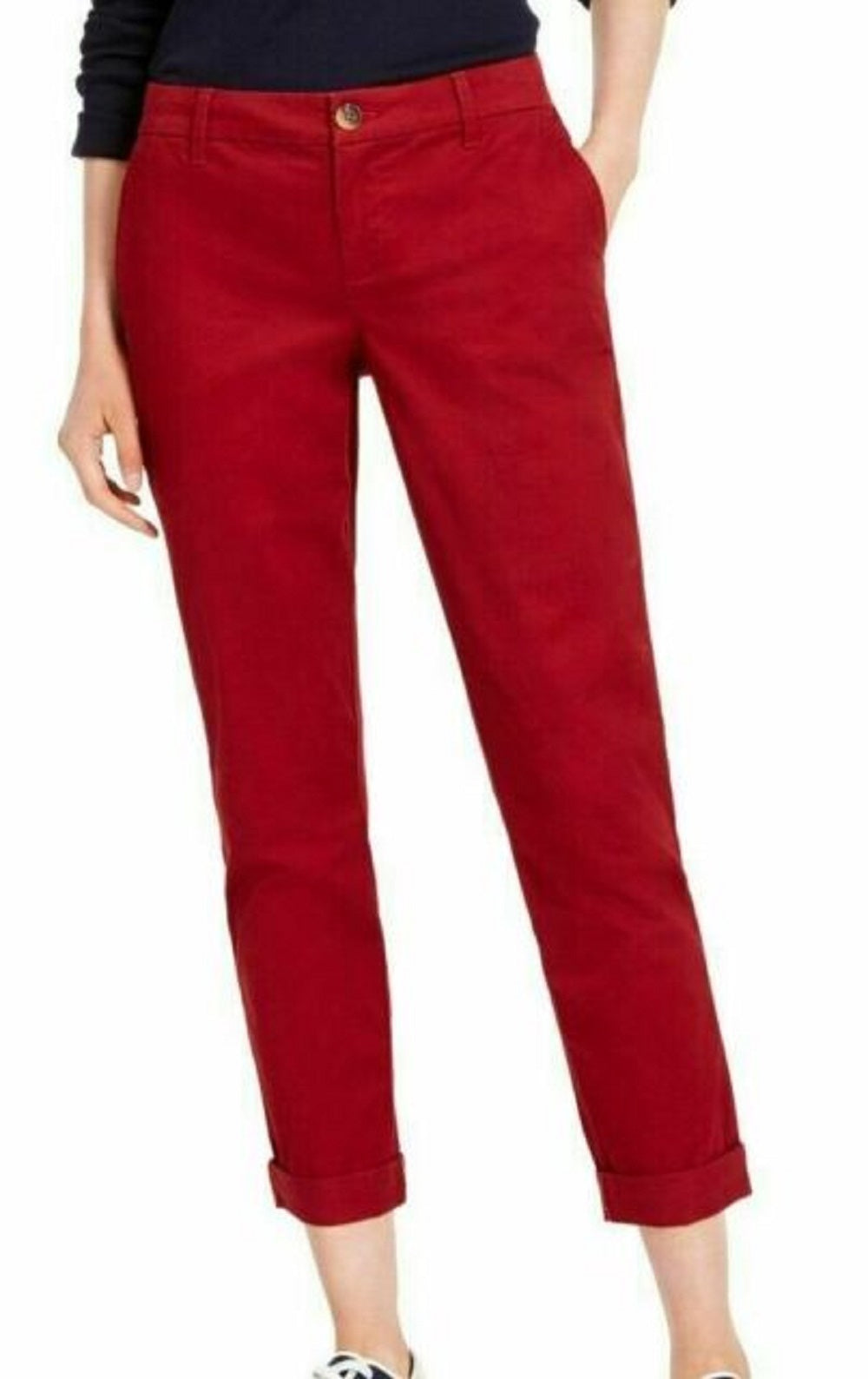 Tommy Hilfiger Women's Zippered Straight Leg Pants Red Size 14