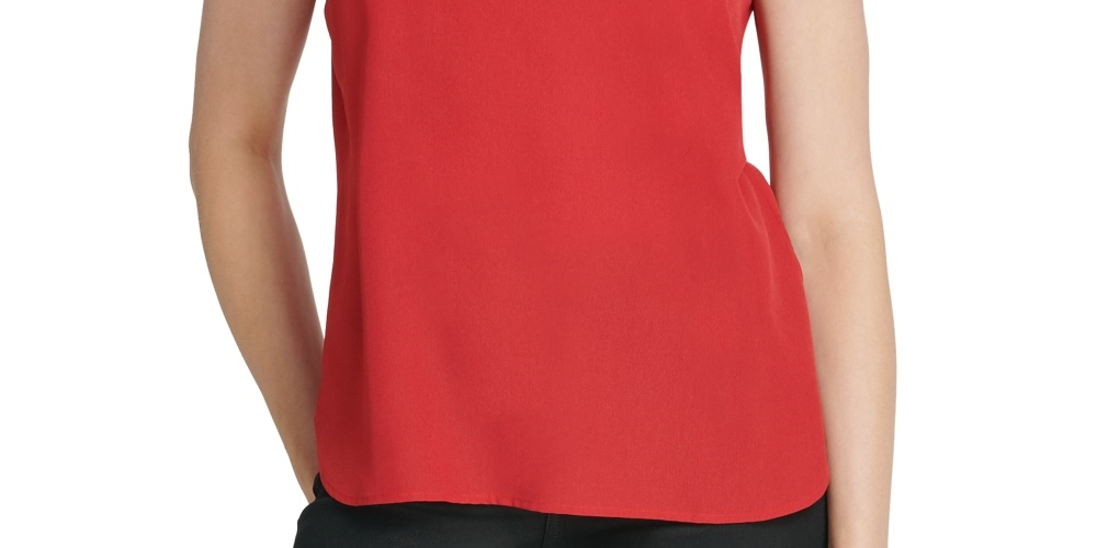 DKNY Women's Flutter Cap Sleeve Top Red Size Medium