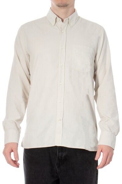 Officine Generale Arsene Long Sleeve Button Front Shirt Brown Size 4XL